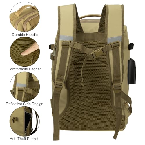 Hp hope Fishing Backpack with Rod Holders & Cooler, 40L Fishing Tackle Bag Fishing Tackle Storage Backpack Fishing Gear for Camping, Khaki - color: Khaki
