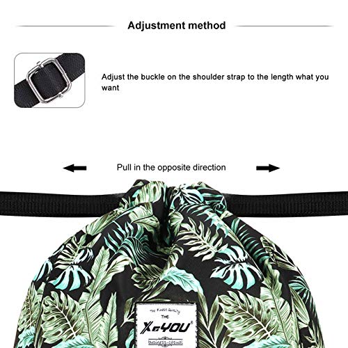 XEYOU Drawstring Sports Backpack Lightweight Gym Yoga Sackpack Shoulder Rucksack Casual Outdoor Daypack for Women and Men | Lightweight - color: Banana Leaf
