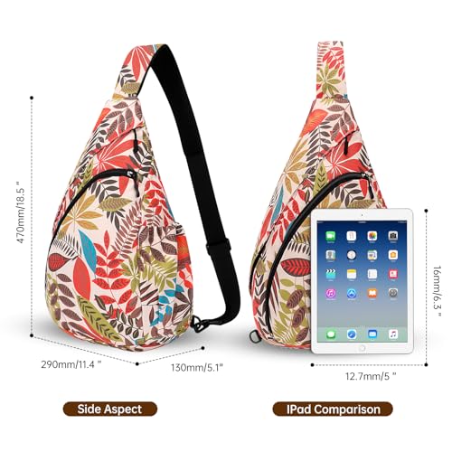 HUA ANGEL Crossbody Sling Bag for Men & Women Lightweight Waterproof Chest Shoulder Bag for Travel Hiking & Everyday Use - color: W-orange Maple Leaf