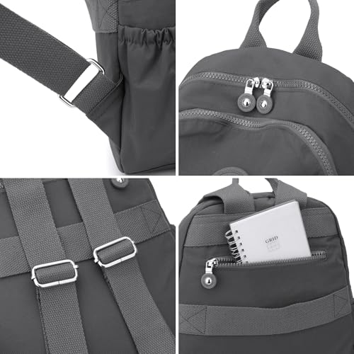 Tanweibago Mini Nylon Women Backpacks,11L Small Ladies backpacks Casual Lightweight Women Shopping Travel Daypack (Dark Grey) - color: Dark Grey