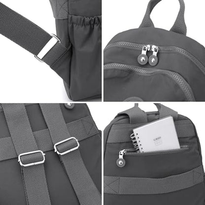 Tanweibago Mini Nylon Women Backpacks,11L Small Ladies backpacks Casual Lightweight Women Shopping Travel Daypack (Dark Grey) - color: Dark Grey