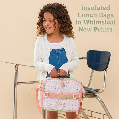 Bentgo Kids Lunch Bag (Whimsy & Wonder Collection) - Durable, Double-Insulated Lunch Bag for Kids 3+; Holds Lunch Box/Water Bottle/Snacks; Water-Resistant Fabric & Zip Pockets (Geo Speckle) - color: Geo Speckle