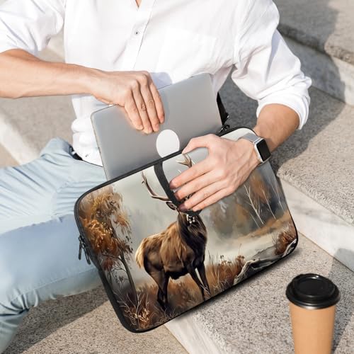 14 15 15.4 15.6 inch Laptop Handle Bag Computer Bag, Pouch Holder Notebook Sleeve Cover Soft Case Compatible for Dell,Lenovo,Toshiba HP, Asus Notebook-Autumn Elk - color: Autumn Elk