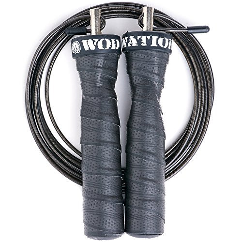 WOD Nation Attack Speed Jump Rope : Adjustable Jumping Ropes : Unique Two Cable Skipping Workout System : One Thick and One Light 11 Foot Cable : Perfect for Double Unders : Men and Women - color: Black