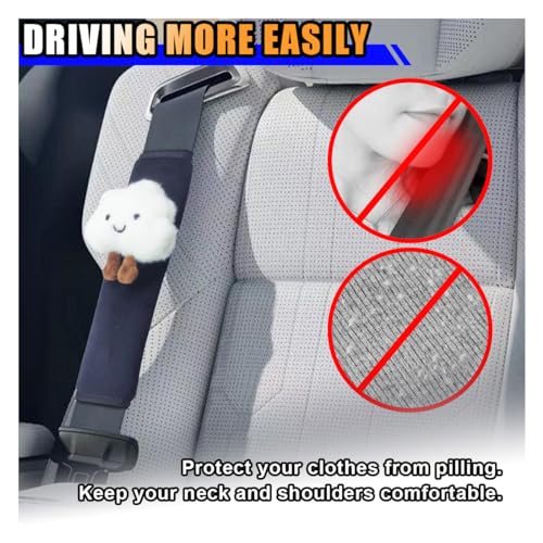 Fluffy Cloud Car Seat Belt Pads - Cute Seat Belt Covers for More Comfortable Driving - Safety Seatbelt Shoulder Strap Cushion Protect Shoulder and Neck - Backpack Shoulder Pad for Kids Adults (2PCS) - size: 2PCS
