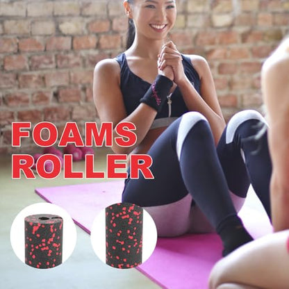 Zerodeko Portable Compact Fitness Foam Roller for Muscle Relaxation, Hard Hollow Massage Cylinder in Red for Travel and Therapy