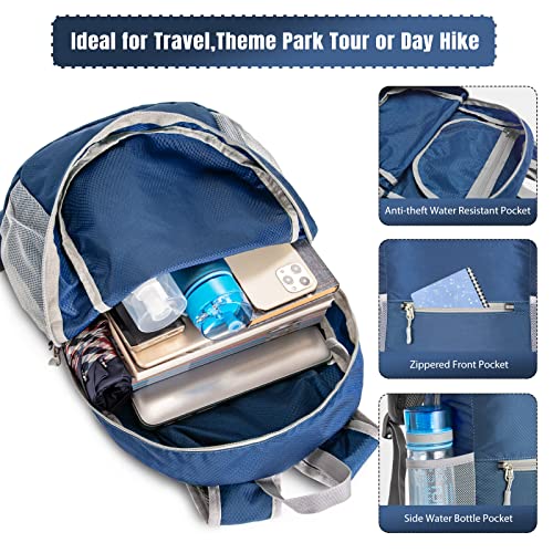 ZOMAKE Ultra Lightweight Hiking Backpack 20L, Packable Small Backpacks Water Resistant Daypack for Women Men(Navy Blue) - color: Royal Blue-b