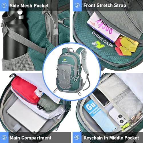 N NEVO RHINO Hiking Backpack 20L Water Resistant Outdoor Day Pack,Lightweight Travel Small Backpack for Men Women - color: Lakeblue