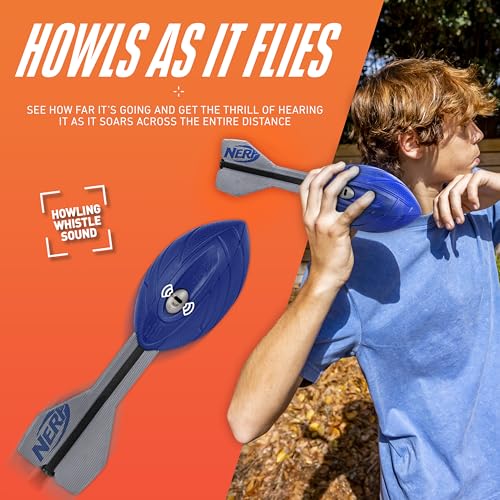 Nerf Vortex Aero Howler Foam Ball – Classic Long-Distance Football - Flight-Optimizing Tail - Hand Grip – Indoor and Outdoor Fun (Blue) - color: Blue