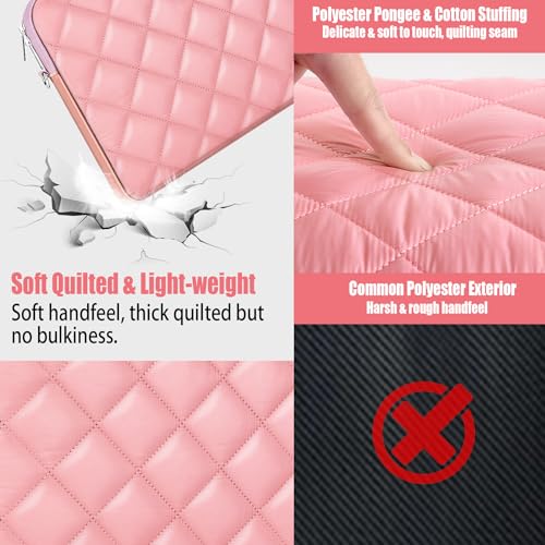 Puffy Quilted Laptop Sleeve with a Removable Shoulder Strap Compatible with MacBook Air 13 inch M2 A2681 M1 A2337 A2179 A1932 2023-2018/Pro 13 M2 M1 A2338 A2251 A2289 A2159 A1989 A1706 A1708 - color: Sleeve - Pink, size: 13 inch