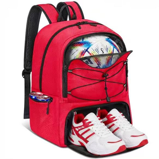Soccer Backpack with Seperate Compartment, Water Resistant Sport Bags fit for Basketball, Volleyball, Football - color: Red 2.0