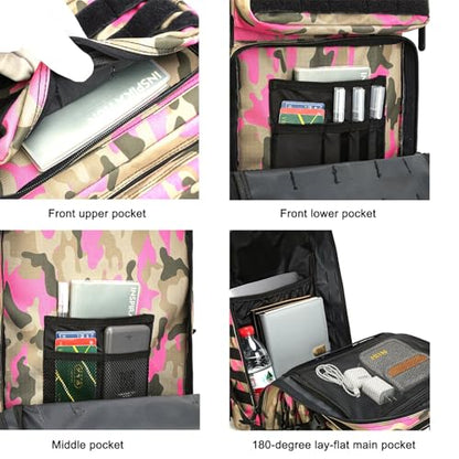 45L Military Tactical Backpack for Men & Women Bug Out Bag Assault pack Molle Daypack Hiking Trekking Rucksack(Camouflage Pink) - color: Camouflage Pink
