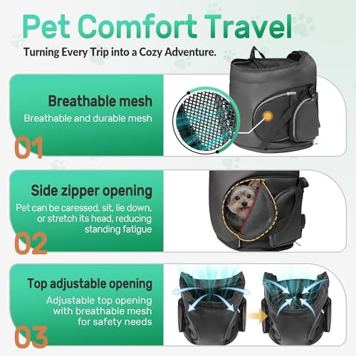 YUDODO Dog Front Backpack Carrier 7-15 lbs, Soft Breathable Pet Front Facing Carrier with Adjustable Straps, Multi-Pocket Design, for Small Dogs & Cats (with Detachable Sling Pouch - Black) - color: Black(Fits 7-15 lbs)