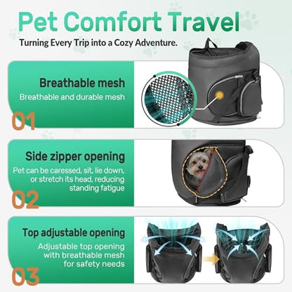 YUDODO Dog Front Backpack Carrier 7-15 lbs, Soft Breathable Pet Front Facing Carrier with Adjustable Straps, Multi-Pocket Design, for Small Dogs & Cats (with Detachable Sling Pouch - Black) - color: Black(Fits 7-15 lbs)