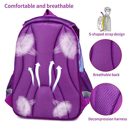 Cusangel Backpack for Girls Boys School Bookbags Kindergarten Elementary Lightweight Waterproof Multifunctional Large Capacity for Backpack (16 inch Fun Prints) - color: Purple Mermaid 16in