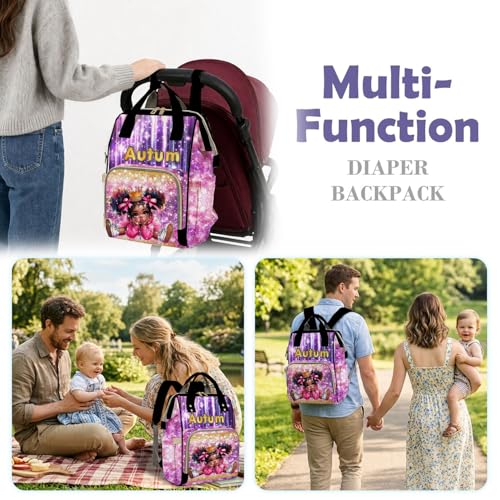 Custom Diaper Bag with Name,Personalized Diaper Bag Backpack &Insulated Water Bottle Mother Gift,Custom Monogram Baby Travel Bag Nursing Diaper Mommy Backpack with Adjustable Shoulder Straps Nappy Bag - color: Design 18