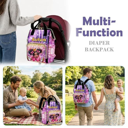 Custom Diaper Bag with Name,Personalized Diaper Bag Backpack &Insulated Water Bottle Mother Gift,Custom Monogram Baby Travel Bag Nursing Diaper Mommy Backpack with Adjustable Shoulder Straps Nappy Bag - color: Design 18