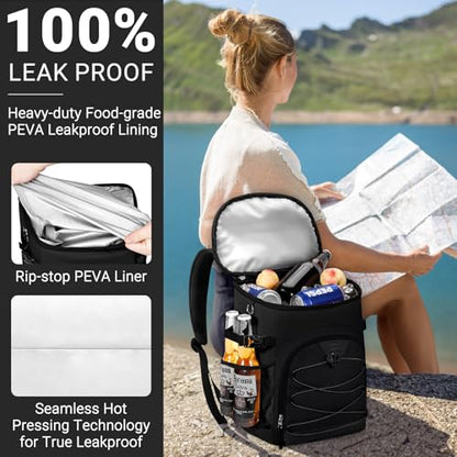 NECKORY Cooler Backpack, Lightweight and Soft Backpack Cooler for Men Women, Insulated Lunch Bag for Camping Traveling Hiking - color: Black