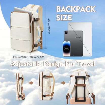 suradar Small Travel Backpack for Women Men,Carry On Backpack Flight Approved Hiking Backpack Rucksack Casual Daypack Personal Item Travel Weekender Essentials Backpacks - color: A3-beige Brown, size: Small