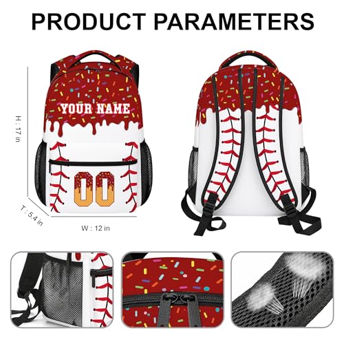 Personalized Baseball Drip Backpack for Kids Boys Girls, Blue Ice Cream Print Travel Bag, Multi Pocket Everyday Backpack (#5) - color: #5