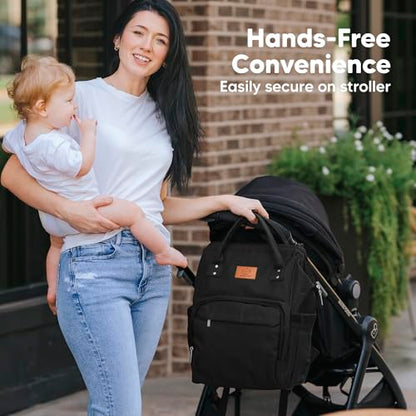 KeaBabies Baby Diaper Bag Backpack - Large Baby Bag for Boys, Girls, Waterproof Multi Function Travel Diaper Backpack with Changing Pad, Durable Travel Essentials for Moms and Dads (Trendy Black) - color: Trendy Black