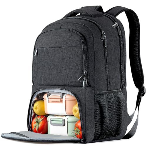BIKROD Lunch Backpack, Insulated Cooler Lunch Bag Backpack, Large School Backpacks for Teen Boys Water Resistant Back Pack Gift for Men Fit 17 Inch Laptop, - color: Black