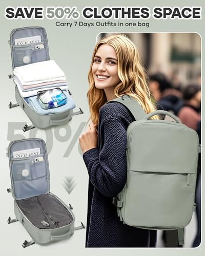 Vacuum Seal Travel Backpack with Air Pump Compression Waterproof Vacpack Carry On Backpack for Travel Daypack Women Men with Vacuum System Airlines Approved Vacpack Laptop Space Saver Bags GrassGreen - color: B15-grassgreen