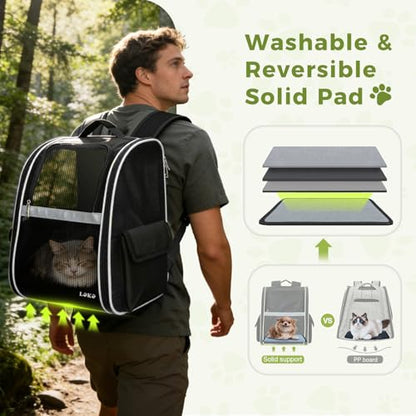 Lekereise Dog Carrier Backpack for Small Medium Large Dogs Cats up to 25 lbs, Breathable Pet Backpack Carrier with 3 Entrances, Collapsible Cat Backpack Carrier, Travel Hiking Puppy Backpack - color: Black, size: 14.2"L x 11.8"W x 16.9"H