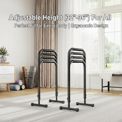 Adjustable Dip Bars, 440LBS Heavy Duty Dip Station for Home Gym, Stable Calisthenics Bars with Anti-Slip Grips for Upper Body Workout, Push Up Bars Portable Dip Stand (32"-36" Height)