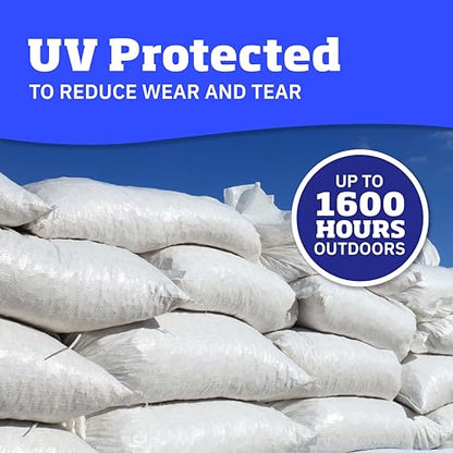 DURASACK Heavy Duty Sand Bags with Tie Strings Empty Woven Polypropylene Sandbags for Flood Control with 1600 Hours of UV Protection, 50 lbs Capacity, 14x26 inches, White, 18000 Count - color: White, size: 18000 Sandbags