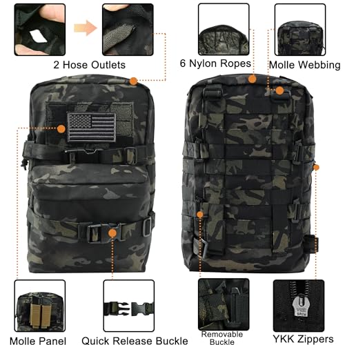 Tactical Mini Molle Hydration Pack,Molle Hydration Carrier with US Flag Water Resistant,Hydropack for Tactical Vest Backpack - style: Bcp