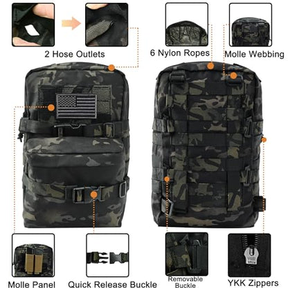 Tactical Mini Molle Hydration Pack,Molle Hydration Carrier with US Flag Water Resistant,Hydropack for Tactical Vest Backpack - style: Bcp