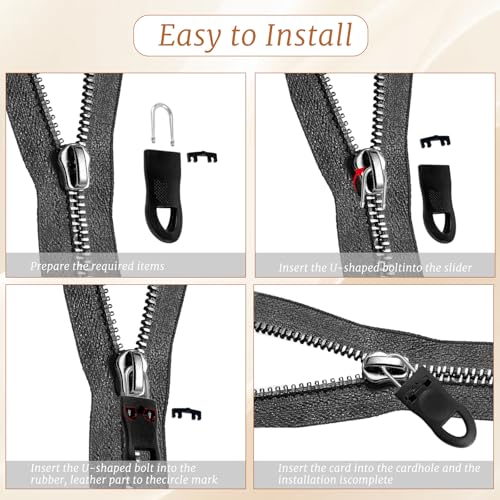 20-Pack Zipper Pulls Replacement Set, Black Zipper Pull Replacement for Backpacks, Luggage, Jackets, Easy Zipper Head Replacement Kit