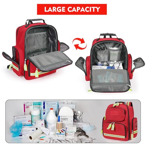 Gatycallaty First Aid Backpack - Multi Pocket Emergency Medical Bag for Camping, Trip, Go Bag, Sports Medicine, Trauma (Red, Pack of 2) - color: Red, Pack of 2