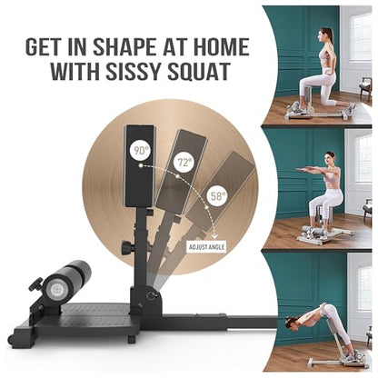 leikefitness Sissy Squat Machine, Deluxe Multi-Function Deep Sissy Squat Bench Workout Station, Leg Exercise Machine for Home Gym