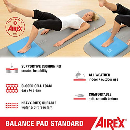 Airex Balance Pad Foam Board Stability Cushion Exercise Trainer for Balance, Stretching, Physical Therapy, Mobility, Rehabilitation and Core Strength Training 16 x 20 x 2.5, Blue - style: Standard