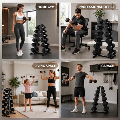 LIONSCOOL 5/6 Tier A-Frame Dumbbell Rack Stand Only, Heavy Duty Steel Weight Rack for Home Gym, Space-Saving Dumbbell Stand (200/300/600LBS Capacity) - size: 6 Tier 5-60LB