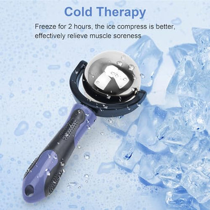 Catcan Cold Massage Roller Ball, Cold Therapy Relief, Portable Fitness Ice Roller Ball with Handle, Great Tool for Back/Neck Pain (Blue) - color: Blue