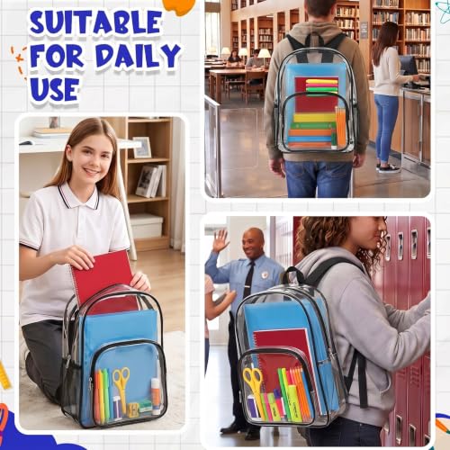 Amylove 29 Pcs Clear Backpacks with Study Supplies, 16in Transparent PVC Bag for Elementary, Intermediate, or High School, Stadium Approved See Through Bookbag to Study Supplies for Students - size: 16in