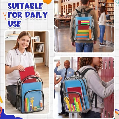 Amylove 29 Pcs Clear Backpacks with Study Supplies, 16in Transparent PVC Bag for Elementary, Intermediate, or High School, Stadium Approved See Through Bookbag to Study Supplies for Students - size: 16in