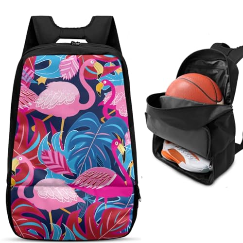 Basketball Backpack With Separate Ball Compartment And Shoes Fit Basketball Volleyball Football - color: Flamingo