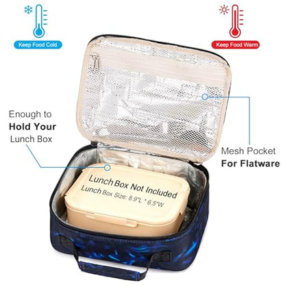 LEDAOU Lunch Box Kids Boys Girls Lunch Bag Insulated Lunch Box Toddler Reusable Lunchbox for School Picnic Hiking (Soccer Blue) - color: Soccer Black Blue