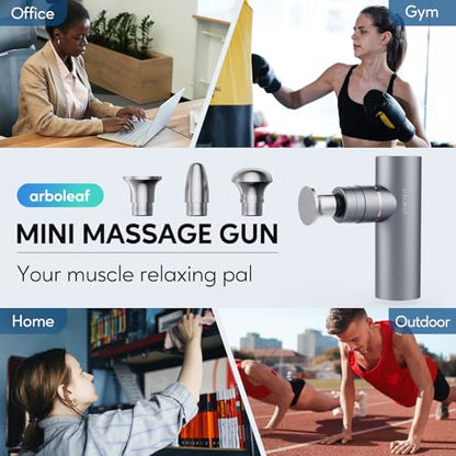 arboleaf Massage Gun Deep Tissue with Metal Head, Full-Metal Electric Portable Hand Held Massager Gun with Case for Back, Body Sore Muscles, Pain Relief, Office, Home, Athletes - color: Lightgray
