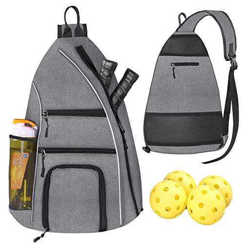 Pickleball Bag - Pickleball Bags for Women Men - Pickleball Backpack - Travel Pickleball Paddle Case, Pickle Ball Bag for Pickleball Paddle Tennis Racket, Protable Pickleball Sling Bag - color: Gray