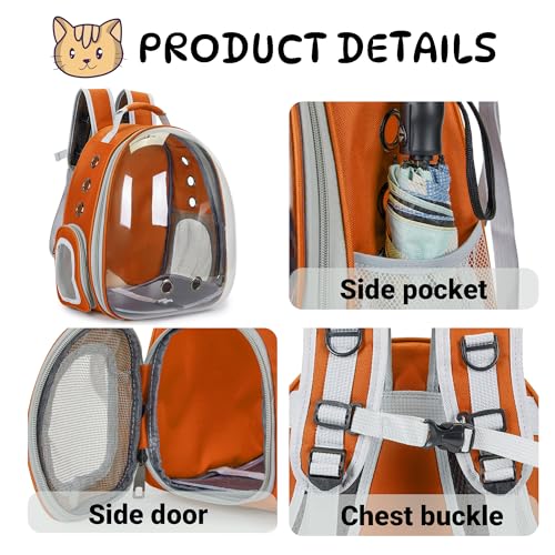 Cat Backpack Carrier Bubble Carrying Bag (Orange) - color: Orange