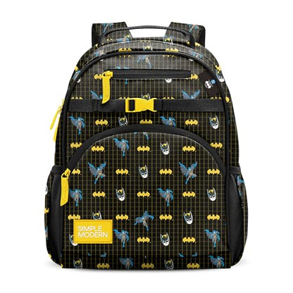 Simple Modern Medium DC Comics Toddler Backpack for School Girls and Boys | Kindergarten Elementary Kids Backpack | Fletcher Collection | Kids - 15" tall | Batman Icons - color: Dc: Batman Icons, style: Kids Medium