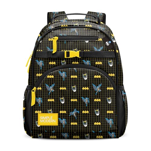 Simple Modern Medium DC Comics Toddler Backpack for School Girls and Boys | Kindergarten Elementary Kids Backpack | Fletcher Collection | Kids - 15" tall | Batman Icons - color: Dc: Batman Icons, style: Kids Medium