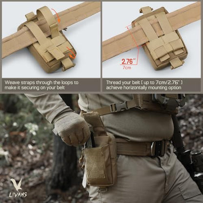 Tactical Backpack Accessories Pouch, Molle Accessories Shoulder Strap Attachment Pouches Utility EDC Phone Pouch Sport - color: Coyote Brown