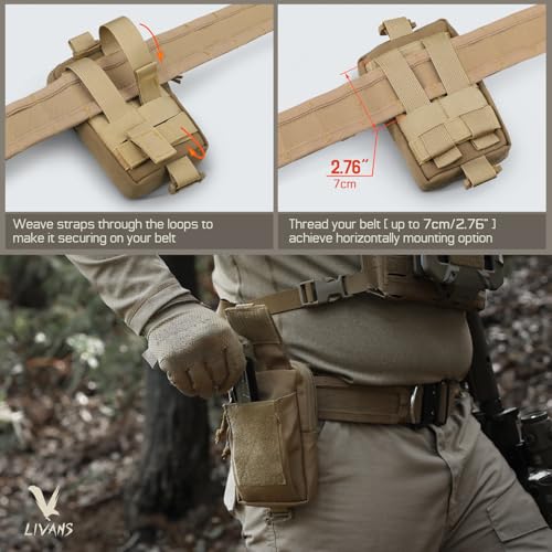 Tactical Backpack Accessories Pouch, Molle Accessories Shoulder Strap Attachment Pouches Utility EDC Phone Pouch Sport - color: Coyote Brown-2pcs