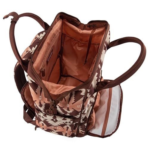 Wrangler Aztec Backpack Organized Daypack Travel Baby Bag with Stroller Strap and Side Bottle Pockets WG2204-9110BR - color: Angel Brown